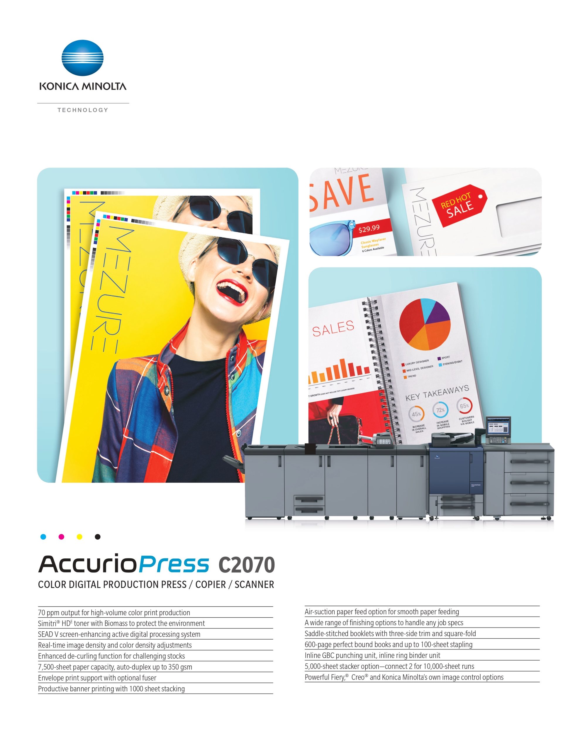 KONICA MINOLTA ACCURIOPRESS C2070 COLOR DIGITAL PRODUCTION PRESS / COPIER / SCANNER FOR SALE - Image 2